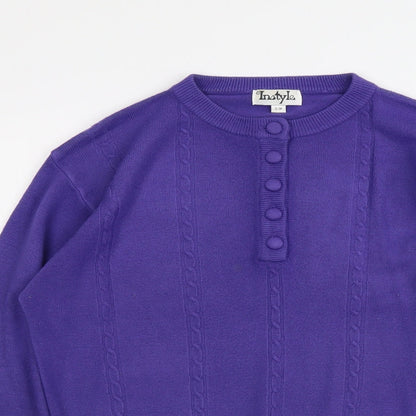 Instyle Womens Purple Round Neck Acrylic Pullover Jumper Size S