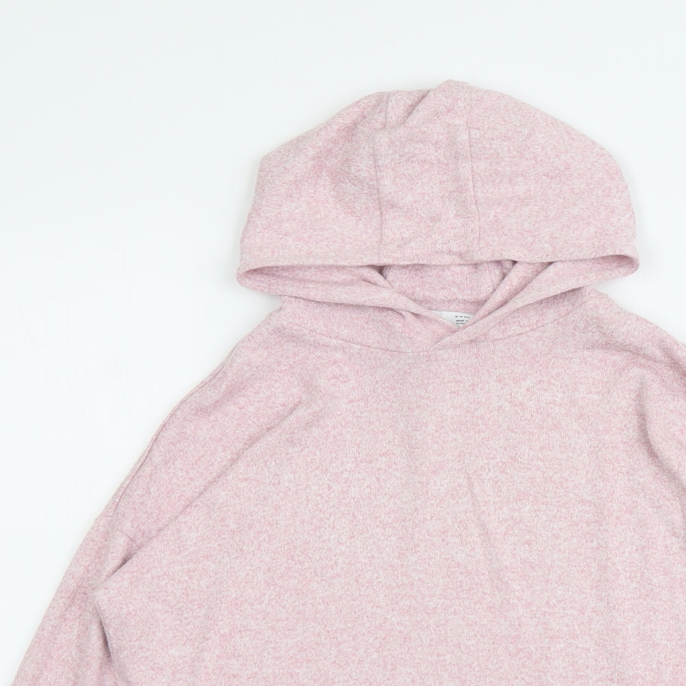 Marks and Spencer Girls Pink Viscose Pullover Hoodie Size 12-13 Years Pullover