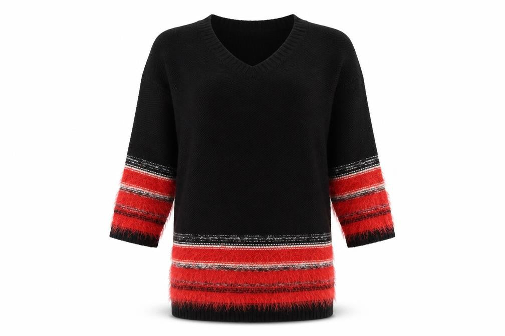 M&Co Womens Black Round Neck Acrylic Pullover Jumper Size 12