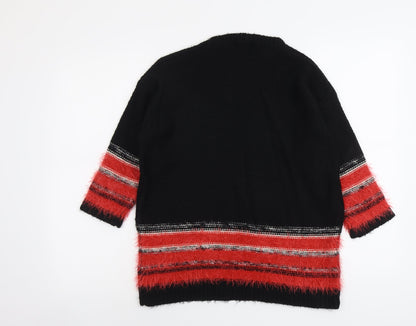 M&Co Womens Black Round Neck Acrylic Pullover Jumper Size 12