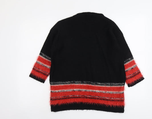 M&Co Womens Black Round Neck Acrylic Pullover Jumper Size 12