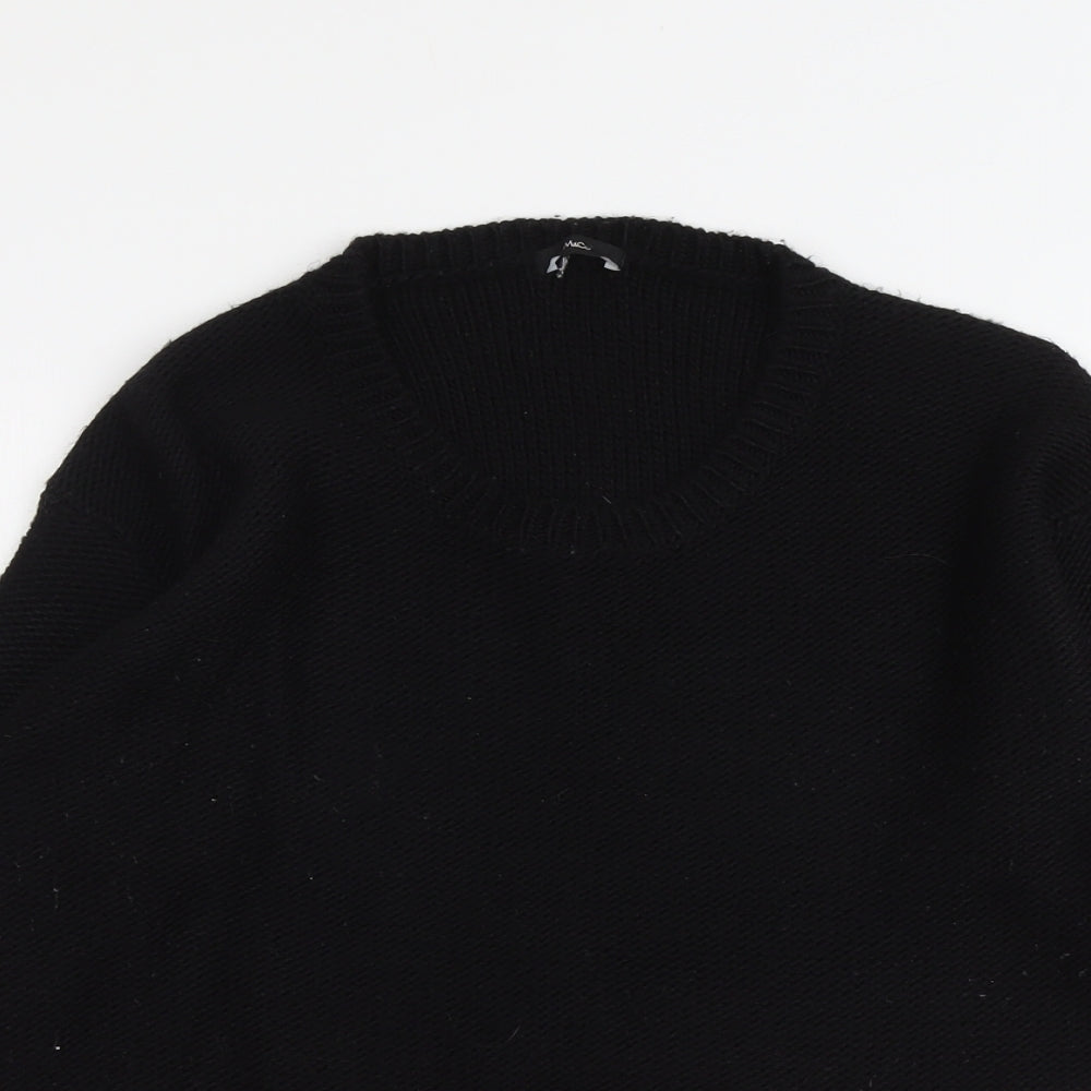 M&Co Womens Black Round Neck Acrylic Pullover Jumper Size 12