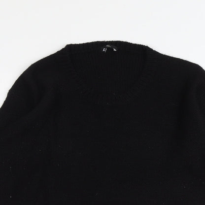 M&Co Womens Black Round Neck Acrylic Pullover Jumper Size 12