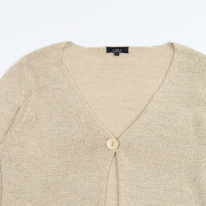 C.M.D Womens Beige V-Neck Acrylic Cardigan Jumper Size L