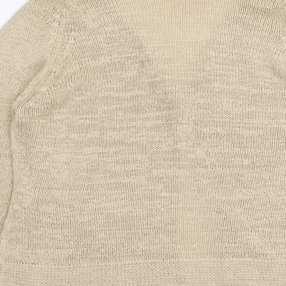 C.M.D Womens Beige V-Neck Acrylic Cardigan Jumper Size L