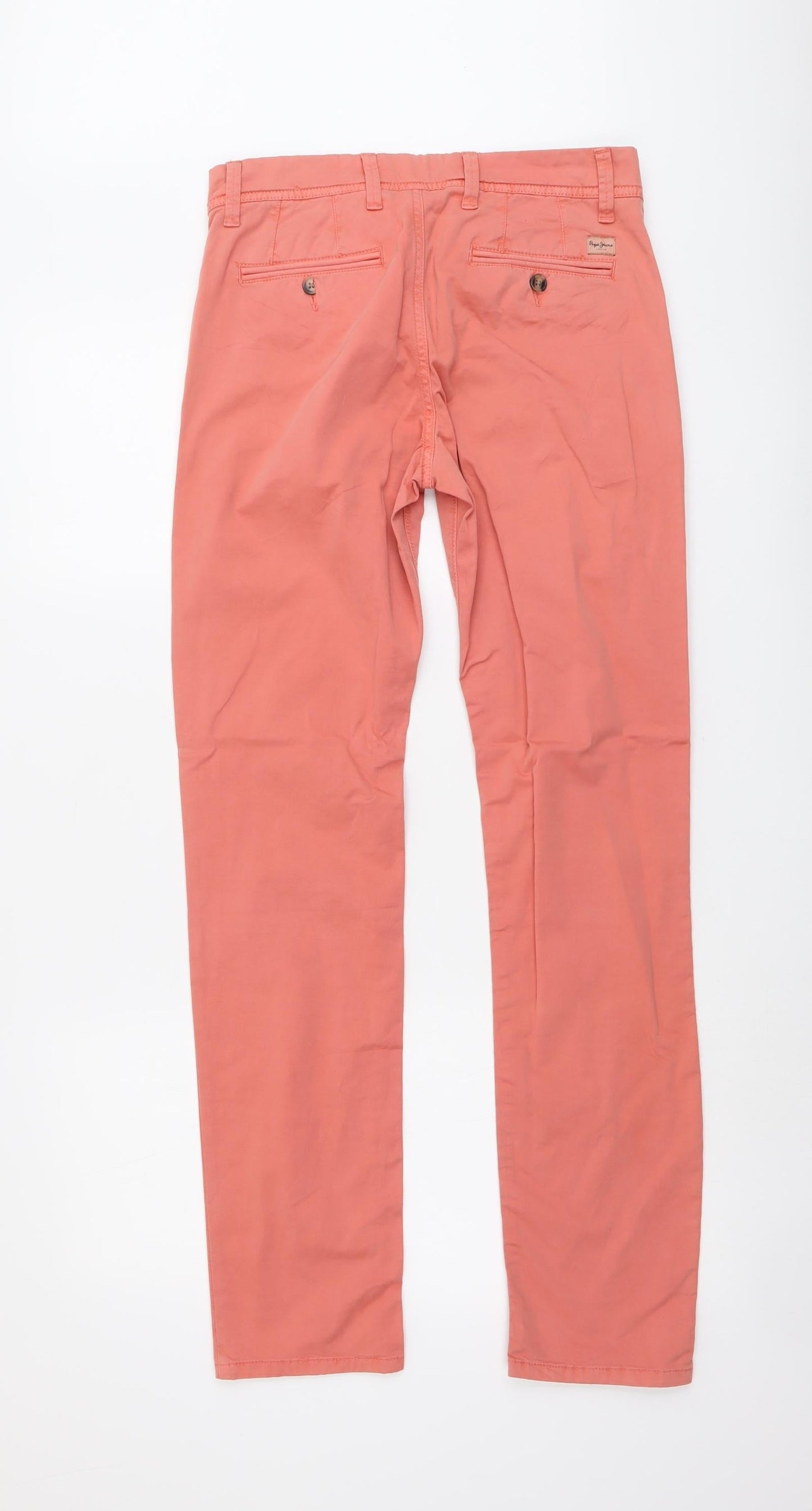Pepe Jeans Mens Orange Cotton Chino Trousers Size 30 in L31 in Regular Button