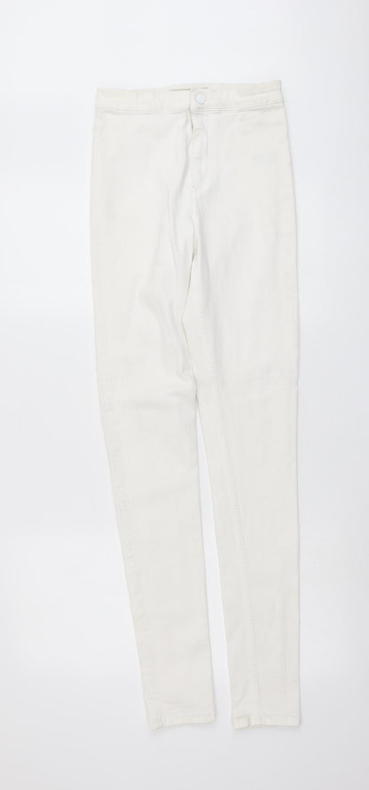 Topshop Womens Ivory Cotton Skinny Jeans Size 30 in L33 in Regular Button