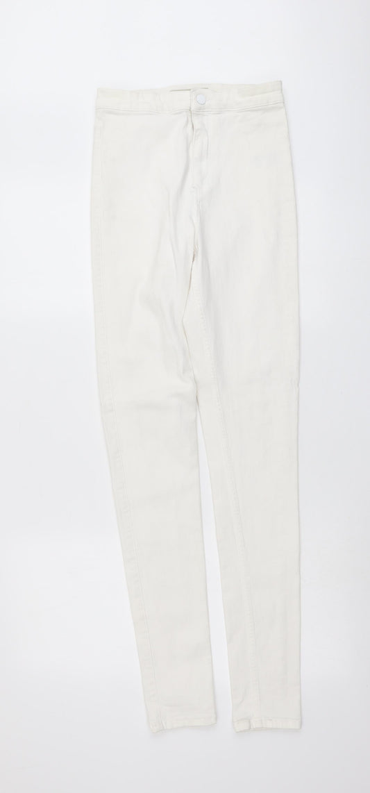 Topshop Womens Ivory Cotton Skinny Jeans Size 30 in L33 in Regular Button