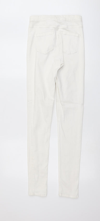 Topshop Womens Ivory Cotton Skinny Jeans Size 30 in L33 in Regular Button