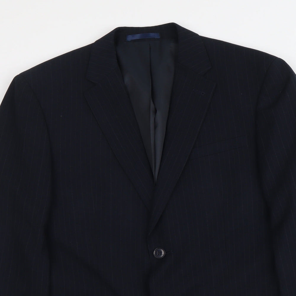 B&W Mens Blue Polyester Jacket Suit Jacket Size S Regular