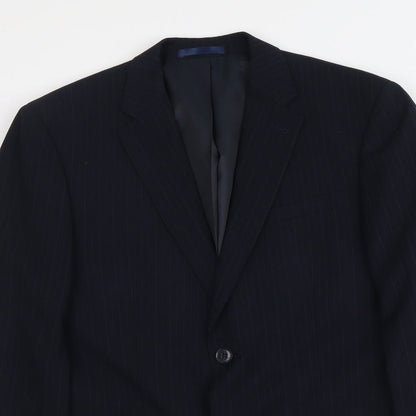 B&W Mens Blue Polyester Jacket Suit Jacket Size S Regular