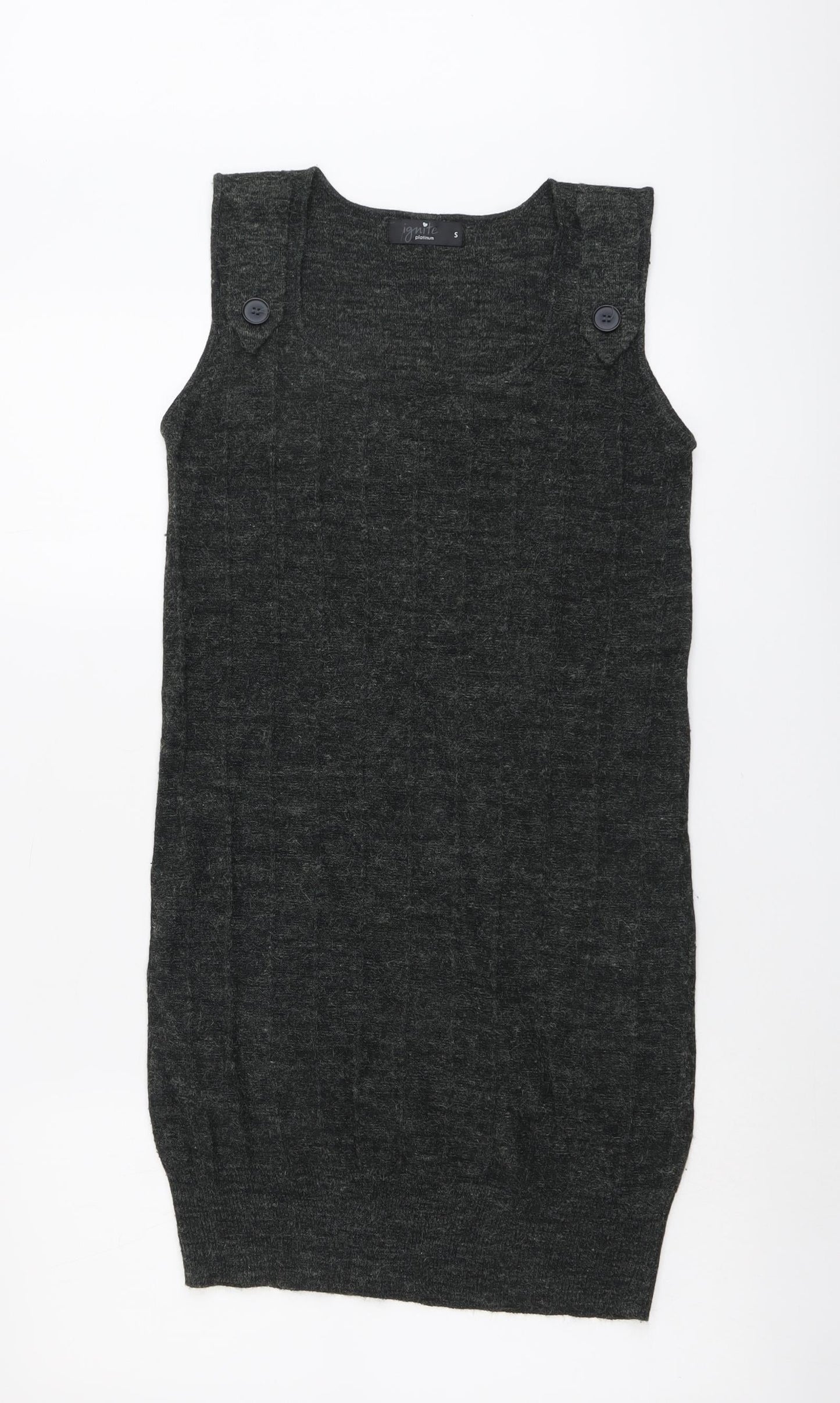 Ignite Womens Grey Acrylic Pinafore/Dungaree Dress Size S Round Neck Pullover