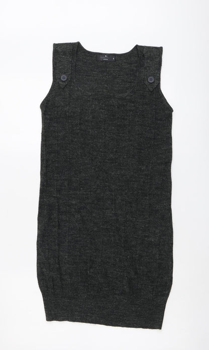 Ignite Womens Grey Acrylic Pinafore/Dungaree Dress Size S Round Neck Pullover