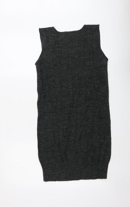 Ignite Womens Grey Acrylic Pinafore/Dungaree Dress Size S Round Neck Pullover