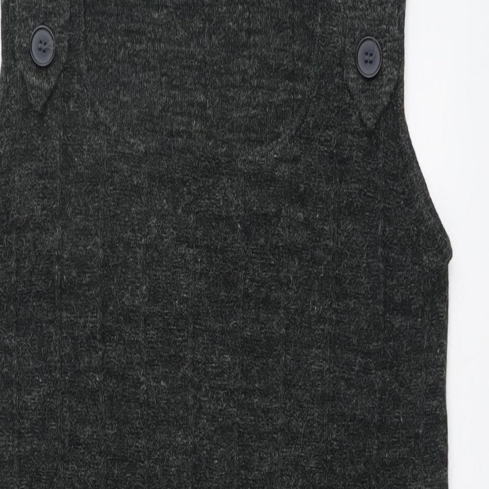 Ignite Womens Grey Acrylic Pinafore/Dungaree Dress Size S Round Neck Pullover