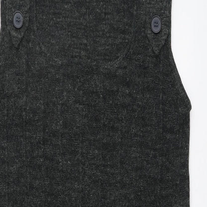 Ignite Womens Grey Acrylic Pinafore/Dungaree Dress Size S Round Neck Pullover