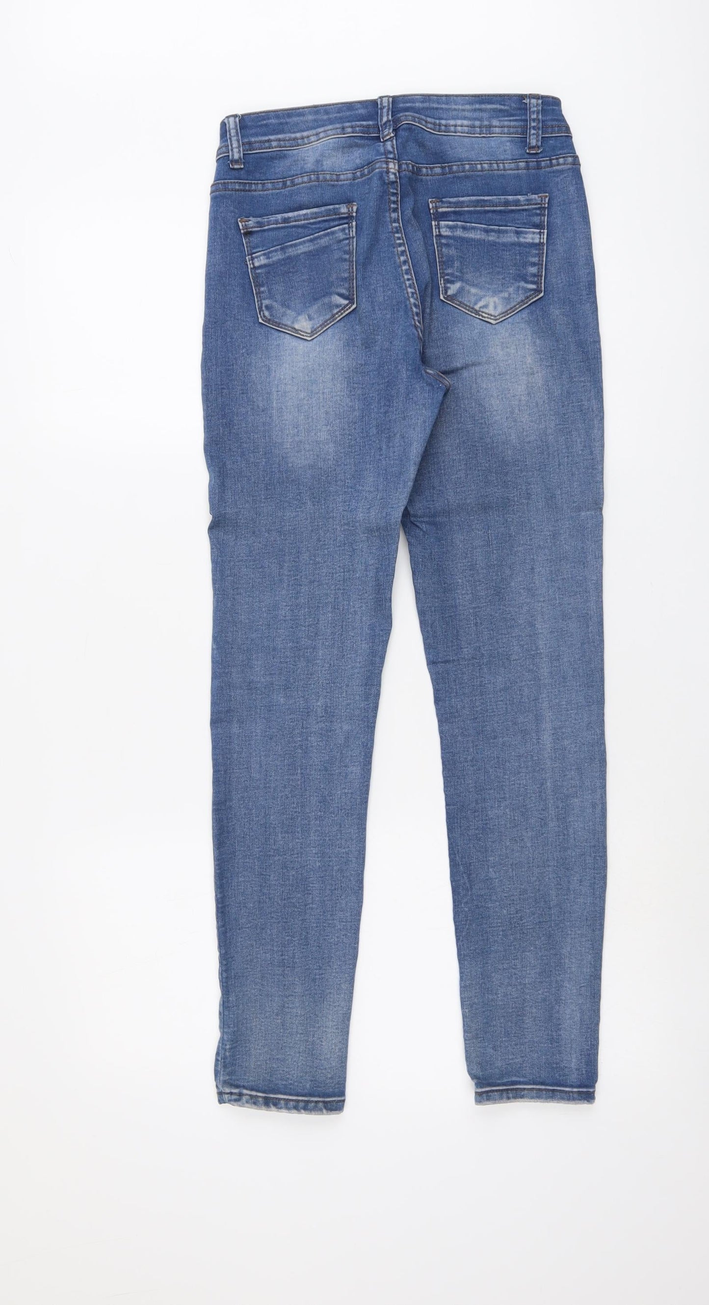 Love Frontow Womens Blue Cotton Skinny Jeans Size L L28 in Regular Button