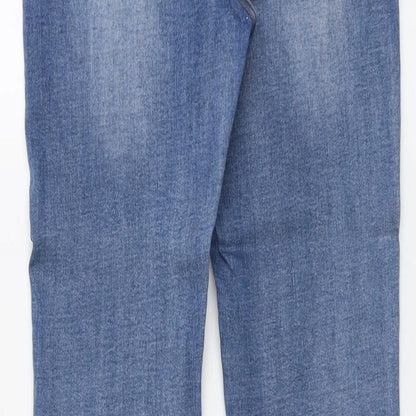 Love Frontow Womens Blue Cotton Skinny Jeans Size L L28 in Regular Button