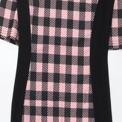 River Island Womens Black Check Polyester Bodycon Size 10 Off the Shoulder Pullover