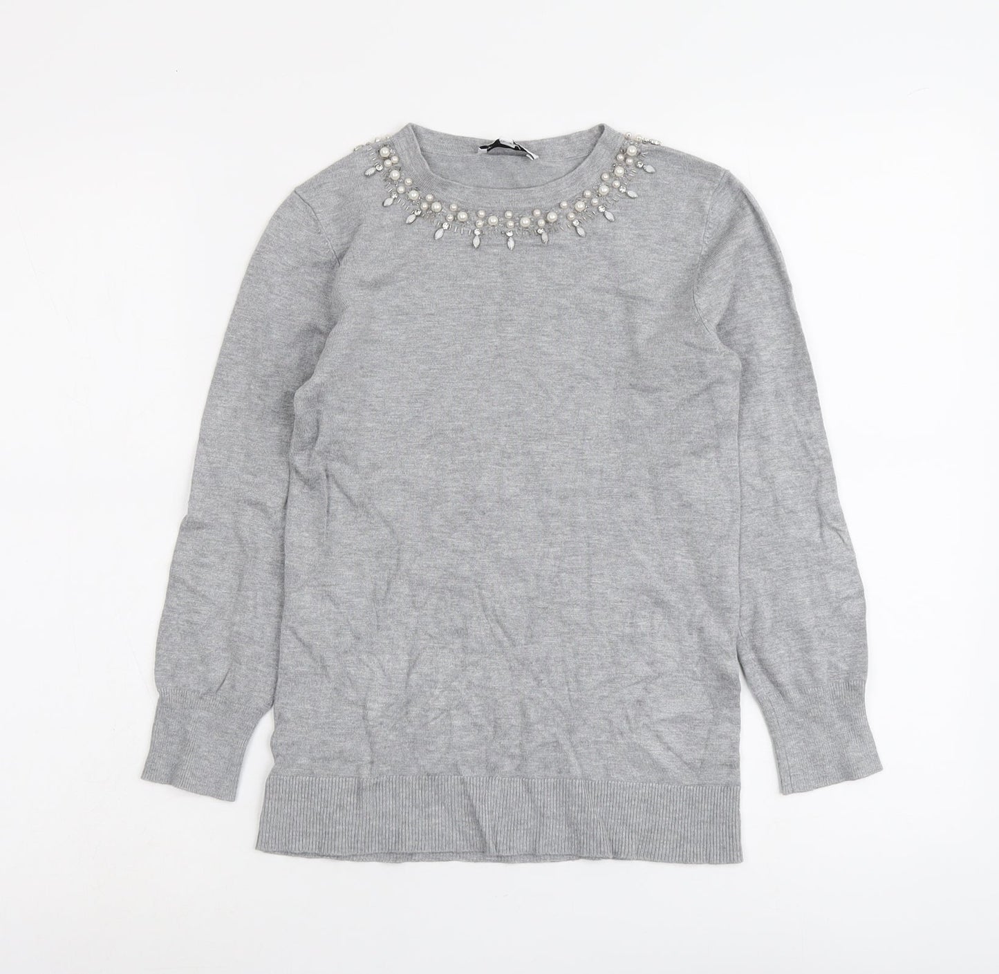 Womens UK Size 6 Warehouse Grey Pullover Jumper