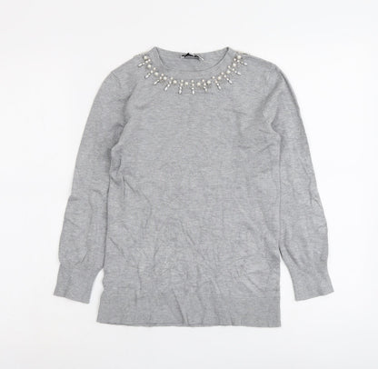 Womens UK Size 6 Warehouse Grey Pullover Jumper