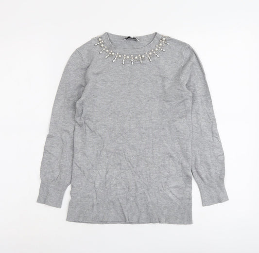 Womens UK Size 6 Warehouse Grey Pullover Jumper