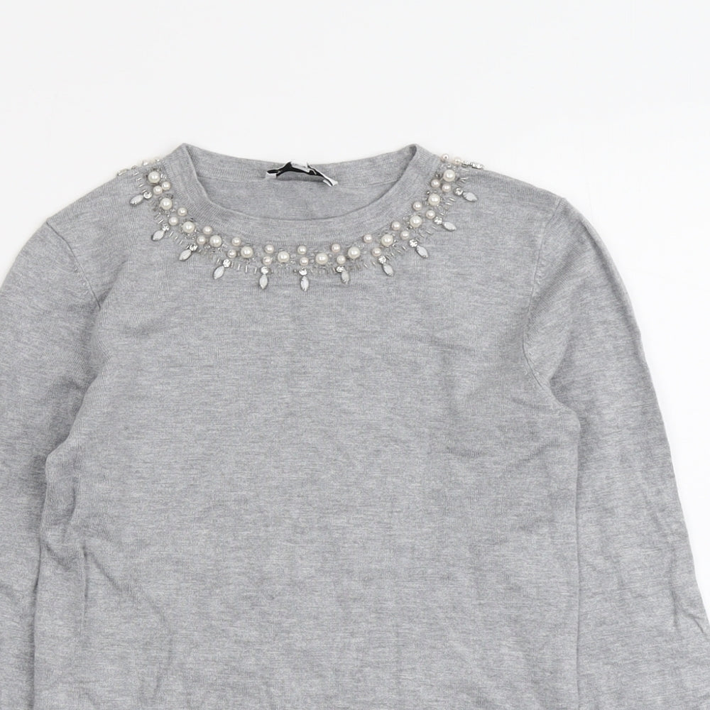 Womens UK Size 6 Warehouse Grey Pullover Jumper