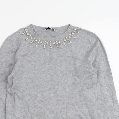 Womens UK Size 6 Warehouse Grey Pullover Jumper