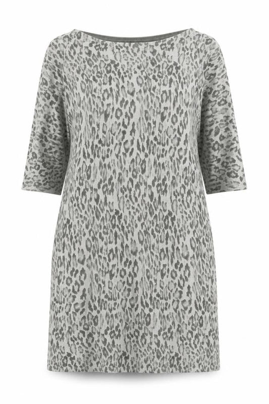 ASOS Womens Beige Animal Print Acrylic A-Line Size 14 Boat Neck Pullover - Leopard Pattern