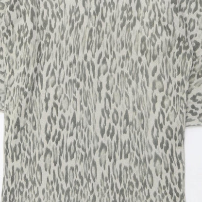 ASOS Womens Beige Animal Print Acrylic A-Line Size 14 Boat Neck Pullover - Leopard Pattern