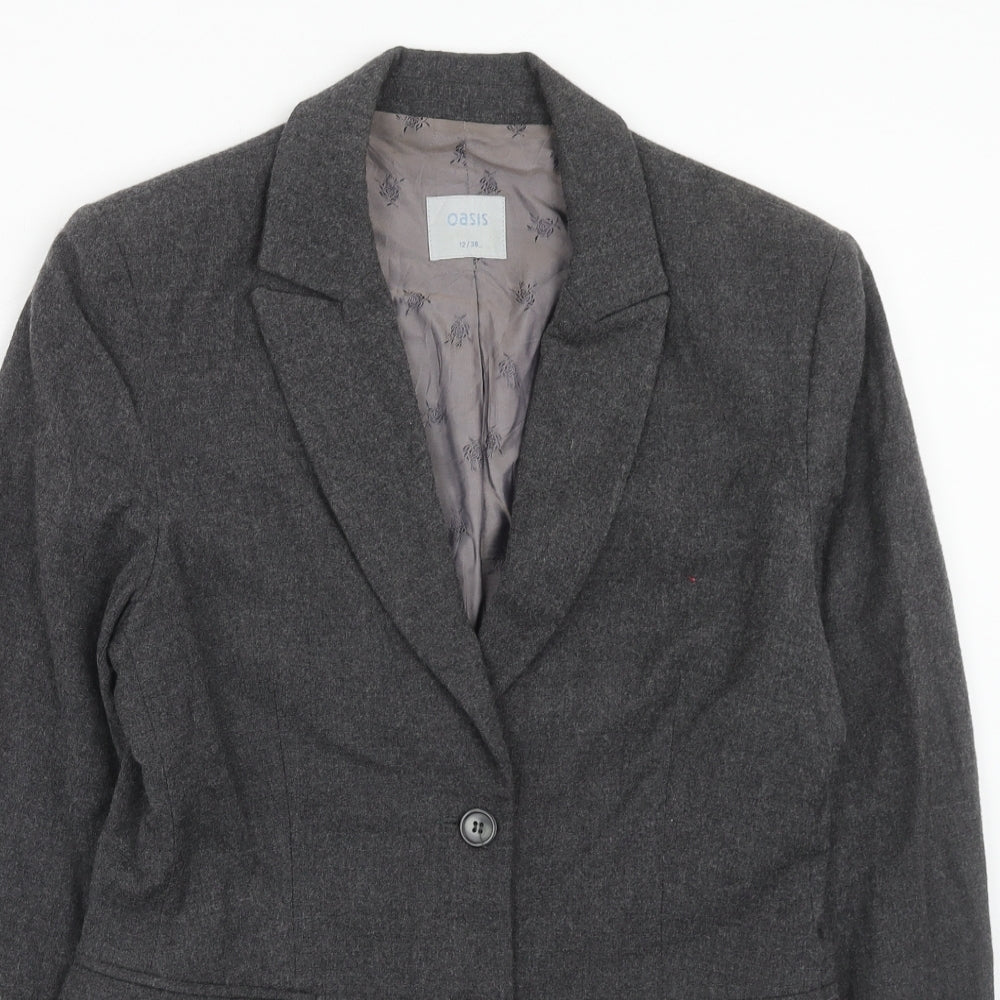 Oasis Womens Grey Wool Jacket Suit Jacket Size 12