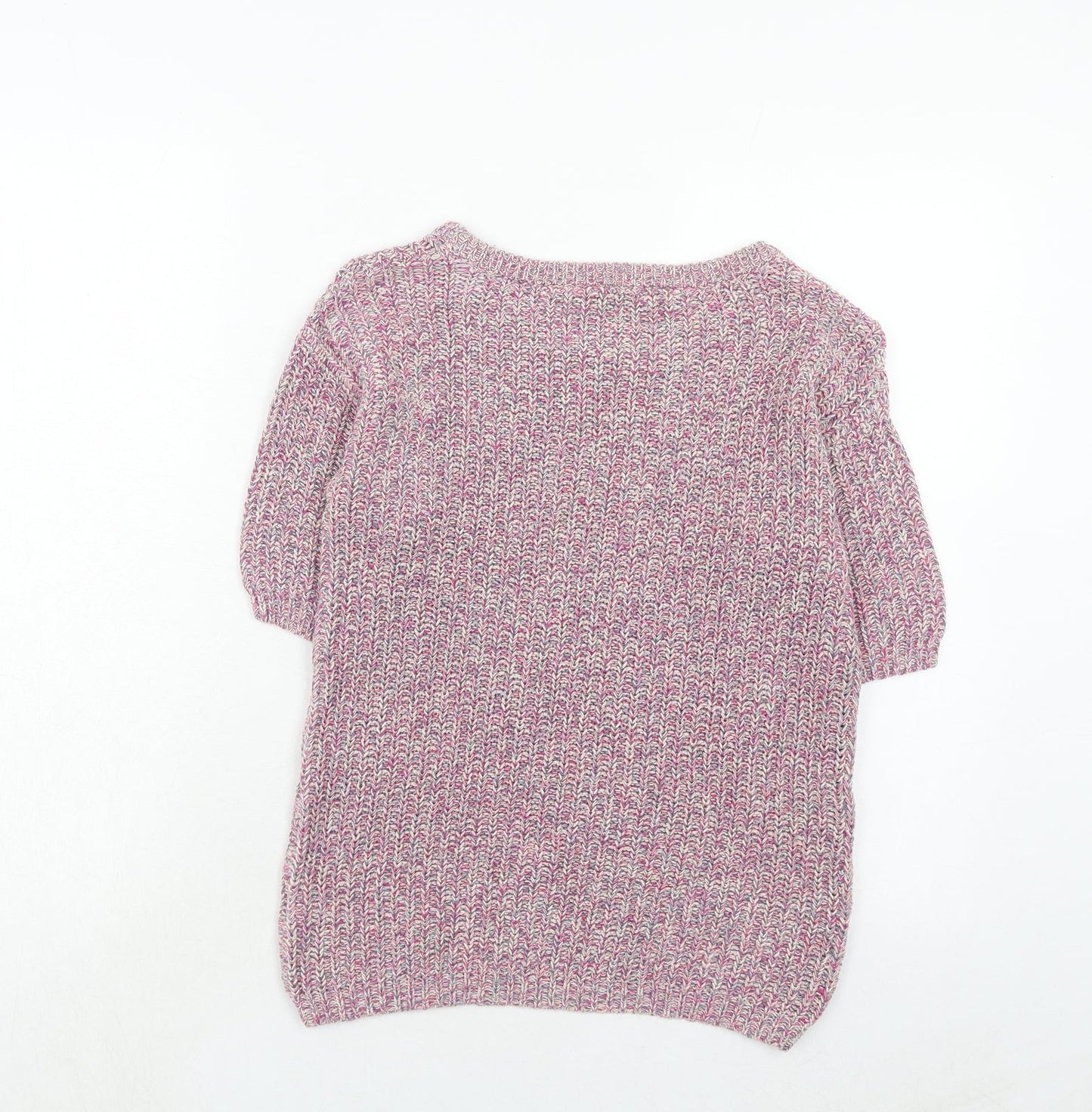 BHS Womens Pink Round Neck Geometric Cotton Pullover Jumper Size 8