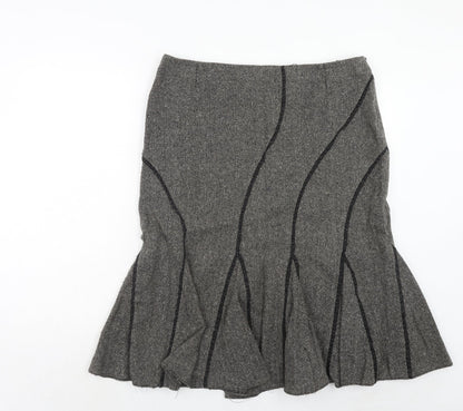 Mandolin Womens Grey Herringbone Acrylic Trumpet Skirt Size 16 Zip