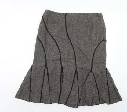 Mandolin Womens Grey Herringbone Acrylic Trumpet Skirt Size 16 Zip