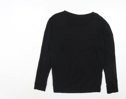 H&M Womens Black Cotton Pullover Sweatshirt Size XS Pullover - Christmas Mistletoe