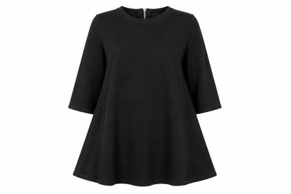 Wallis Womens Black Viscose Trapeze & Swing Size S Round Neck Zip