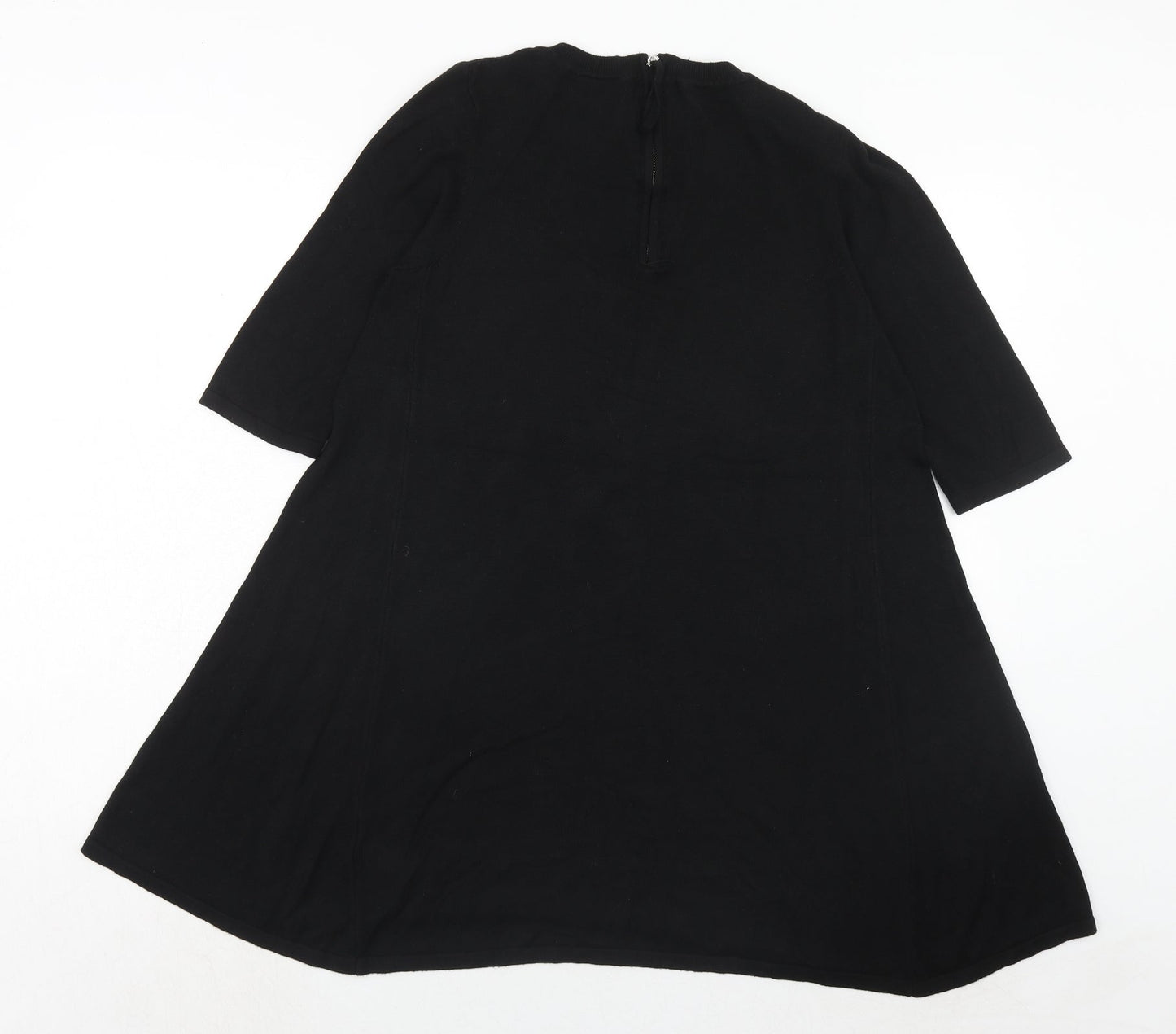 Wallis Womens Black Viscose Trapeze & Swing Size S Round Neck Zip