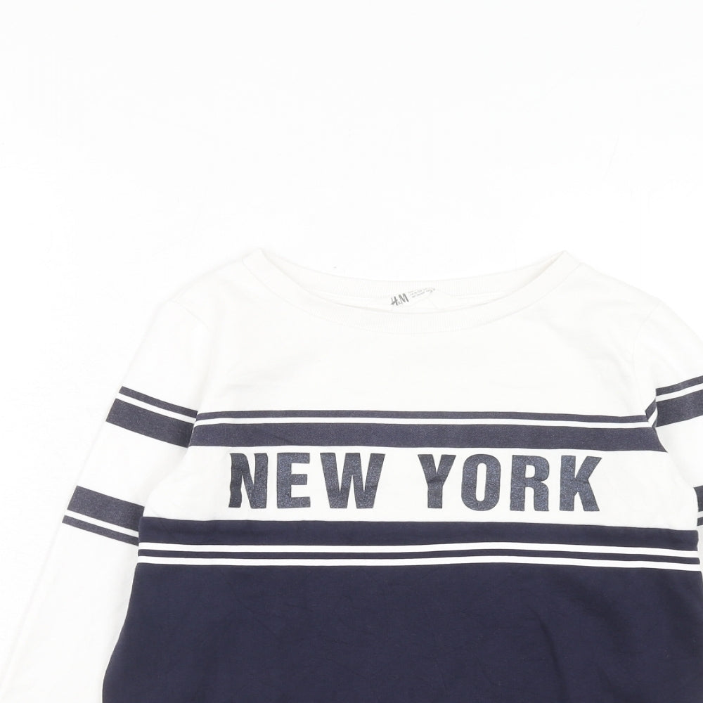 H&M Girls White Cotton Pullover Sweatshirt Size 11-12 Years Pullover - New York