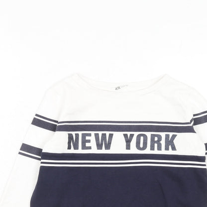 H&M Girls White Cotton Pullover Sweatshirt Size 11-12 Years Pullover - New York