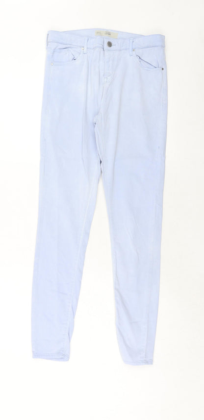 Topshop Womens Blue Cotton Skinny Jeans Size 30 in L32 in Regular Zip