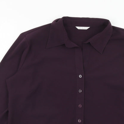 Berkertex Womens Purple Polyester Basic Button-Up Size 16 Collared