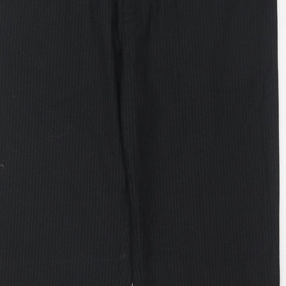 NEXT Mens Black Striped Polyester Dress Pants Trousers Size 34 in Regular Hook & Eye