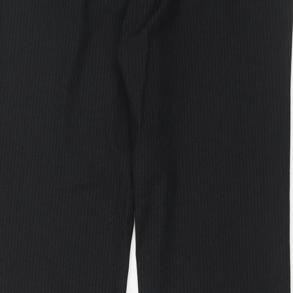 NEXT Mens Black Striped Polyester Dress Pants Trousers Size 34 in Regular Hook & Eye
