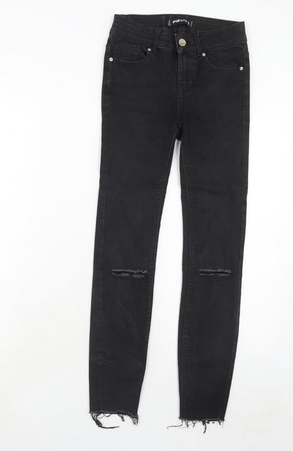 Womens UK Size XS FB Sister Regular Fit Straight Black Jeans
