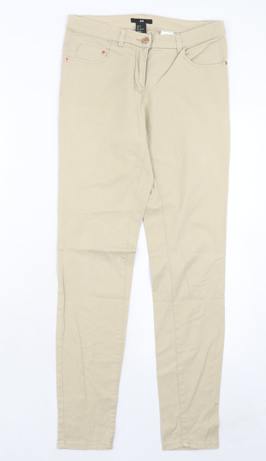 Womens UK Size 8 H&M Regular Fit Skinny Beige Jeans