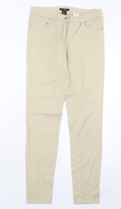 Womens UK Size 8 H&M Regular Fit Skinny Beige Jeans