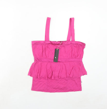 Womens UK Size 10 Full Circle Pink Cropped Tank