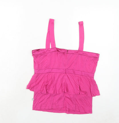 Womens UK Size 10 Full Circle Pink Cropped Tank