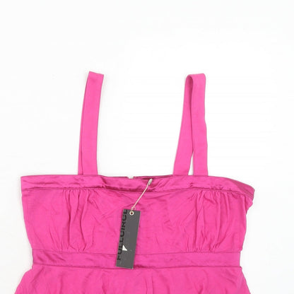 Womens UK Size 10 Full Circle Pink Cropped Tank