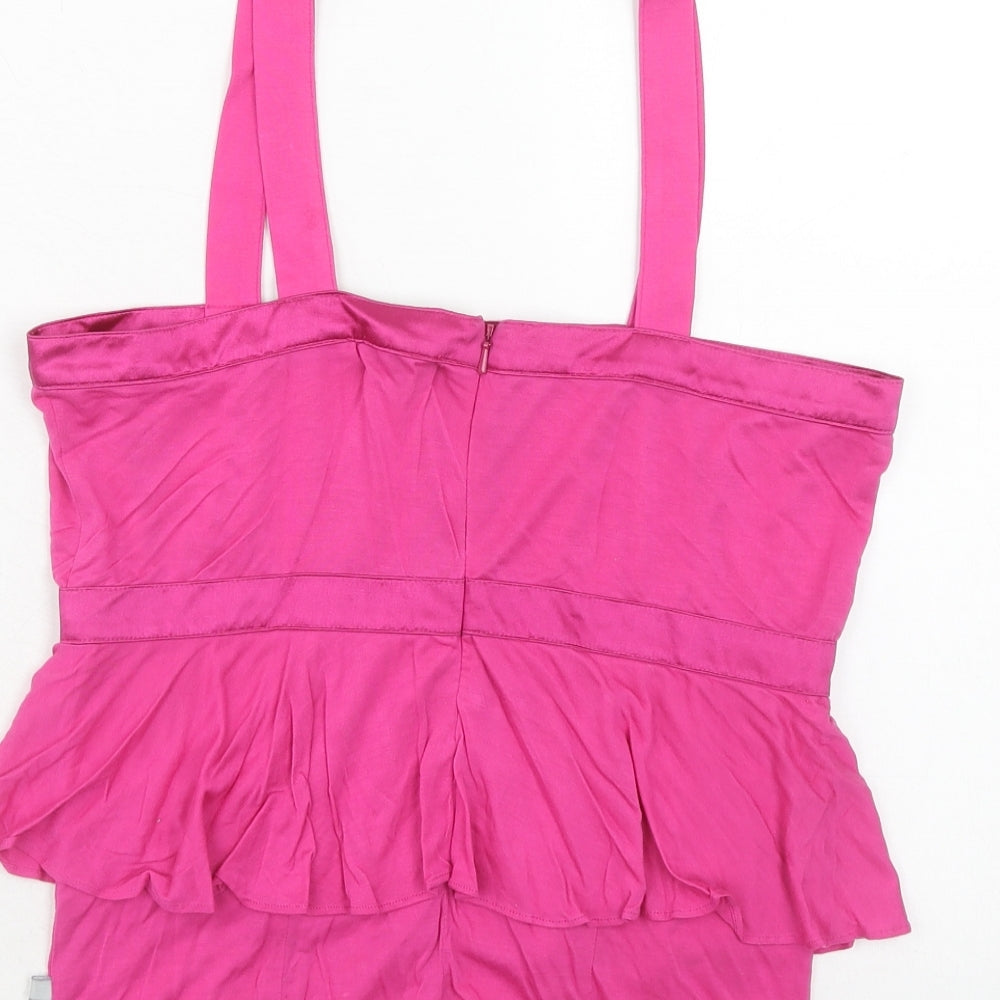 Womens UK Size 10 Full Circle Pink Cropped Tank